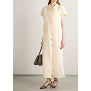 KHAITE Effy Silk and Cotton-Bend Organza Midi Shirt Dress Size Large